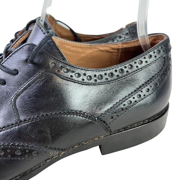 Aston Grey Collection Cross Mens Black Leather Wingtip Oxford Dress Shoes sz 9 - Picture 9 of 16